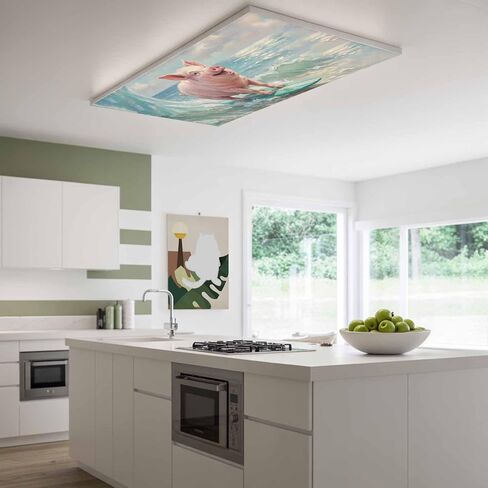 Surfing Pig Magnetic Fluorescent Light Covers for Ceiling Lights 2x4 Ft, Oil Painting Funny Animal Beach Summer Office Classroom Kitchen Drop Ceiling Light Covers Lighting Filters Shade Panel 3 Packs in Kuwait
