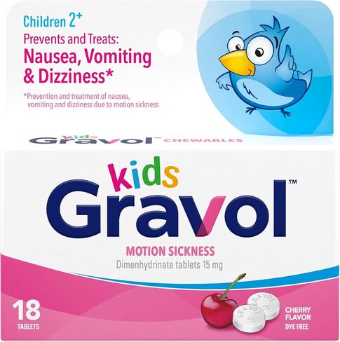 GRAVOL Children's 18 Quick Dissolve CHERRY Chewable Tablets for Anti-Vomiting/Nausea Dye Free in Saudi Arabia