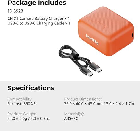 SmallRig Battery Charger for Insta360 X5, 80 Mins Rapid Charging, 2-Channel Camera Battery Charger with 2 TF Card Slots, LED Indicators, Lightweight for Insta360 X5 Accessories in Kuwait