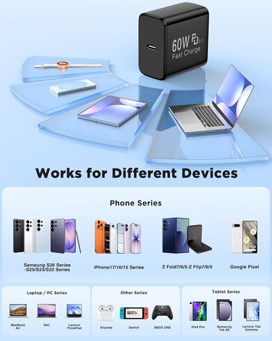 for iPhone 15 16 Charger Fast Charging, 2Pack Dual Port QC+PD USB C Wall Charger Block with 4Pack USB C Cable 6ft iPhone16 15 Charger Cord for iPhone16 15/15 Plus/15 Pro/15 Pro Max, iPad Pro,Samsung in Saudi Arabia