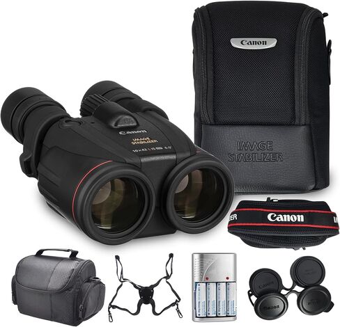 Canon 10x42 L is WP Image Stabilized Binoculars Bundle | L-Series Optics with 10x Magnification, Weatherproof Design & Optical Image Stabilization | for Wildlife & Nature (0155B002) + Harness + More in Kuwait