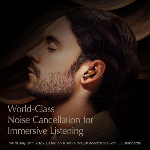 سماعات أذن لاسلكية JVC Wood Masterpiece True، إلغاء الضوضاء، سماعات أذن خالية من الإجهاد، تقليل الضوضاء AI للمكالمات الواضحة، الصوت المكاني الديناميكي - HA-FW5100T-B (أسود البيانو) in Saudi Arabia