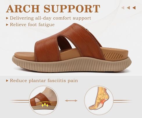 KuaiLu Womens Fashion Orthopedic Walking Thick Sandals Comfort Arch Support Relief Plantar Fasciitis Cushion Recovery Summer Slides Slip On Yoga Mat Open Toe Faux Leather in Saudi Arabia