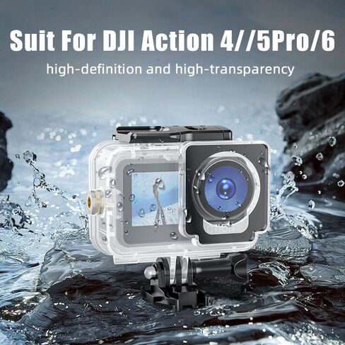 حافظة مقاومة للماء لـ DJI Action 4/5/6، غطاء تحت الماء 60 متر مع شاشة زجاجية مقسى، حافظة واقية للغوص من مادة الكمبيوتر مع محول تركيب (YH-DJI-6) in Kuwait