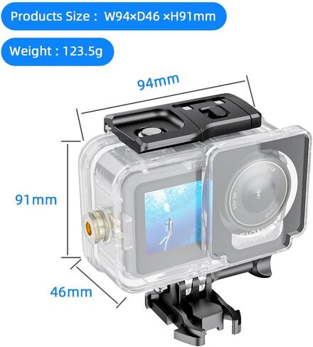 حافظة مقاومة للماء لـ DJI Action 4/5/6، غطاء تحت الماء 60 متر مع شاشة زجاجية مقسى، حافظة واقية للغوص من مادة الكمبيوتر مع محول تركيب (YH-DJI-6) in Kuwait