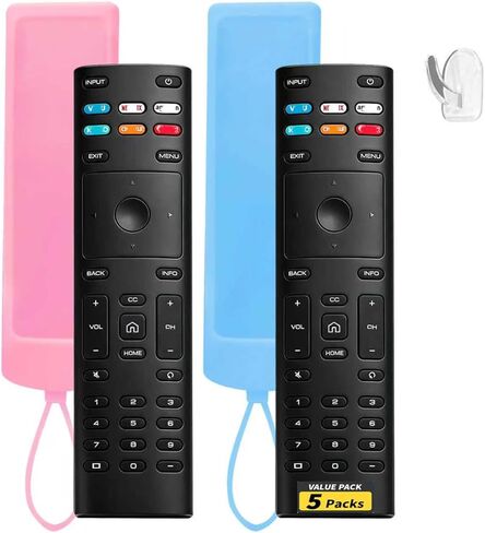 (Pack of 2) Replacement Remote Control Fit Vizio Smart TV Remote with Anti-Lost Soft Glowing Silicone Cover & Mount Hook, Universal for Vizio All Smart LCD LED HD UHD HDR 4K TVs(Green & Pink) in Saudi Arabia