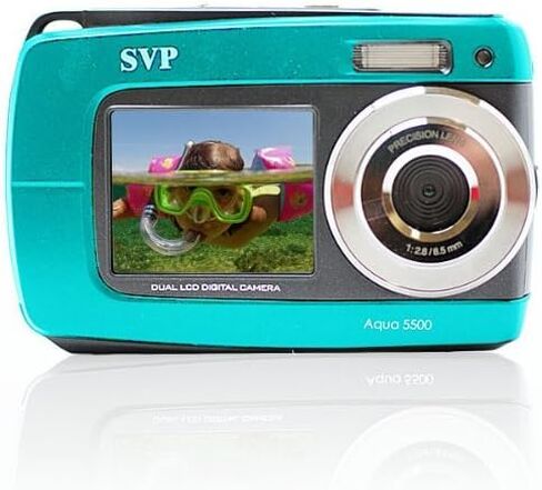 SVP Aqua 5500 Blue (with Micro 4GB) 18MP Dual Screen Waterproof Digital Camera in Kuwait