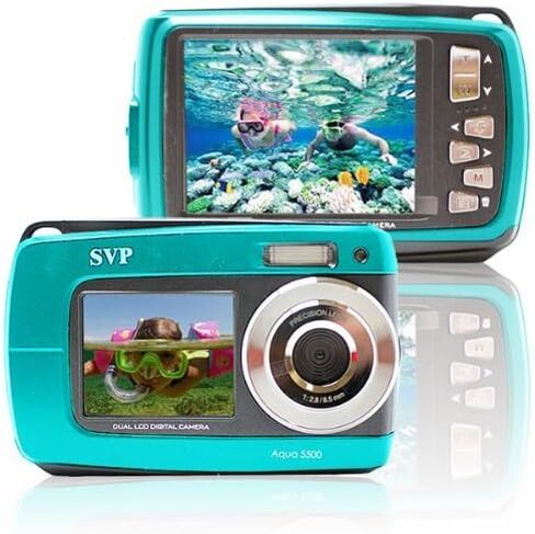 SVP Aqua 5500 Blue (with Micro 4GB) 18MP Dual Screen Waterproof Digital Camera in Kuwait
