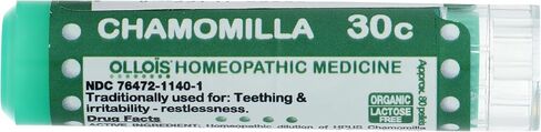 OLLOIS Chamomilla 30c Organic, Lactose-Free Homeopathic Medicine, 80 Pellets (Pack of 1) in Saudi Arabia
