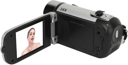 Sanpyl Video Camera Camcorder, 1080P 16MP 16X Zoom 2.4 Inch Rotatable Screen Camcorder, Handheld Video Recorder with Fill Light & 1/4 inch Thread Hole for Teens Beginner Adult (Silver) in Kuwait