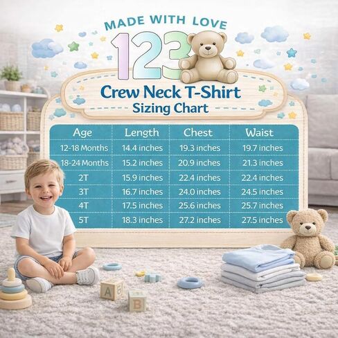 تي شيرت 123 Bear للرضع والأطفال الصغار من القطن الناعم والألياف اللدنة بأكمام قصيرة، تي شيرت سادة للأولاد والبنات in Kuwait