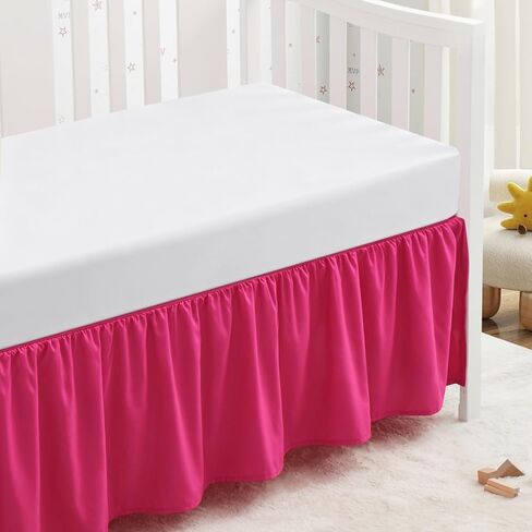 SiinvdaBZX White Crib Skirt Dust Ruffle, Microfiber Crib Bed Skirt 52"x28" with 14" Drop, Durable Full Coverage Toddler Bedskirt Fit for Baby Boys Girls Nursery Standard Crib in Saudi Arabia