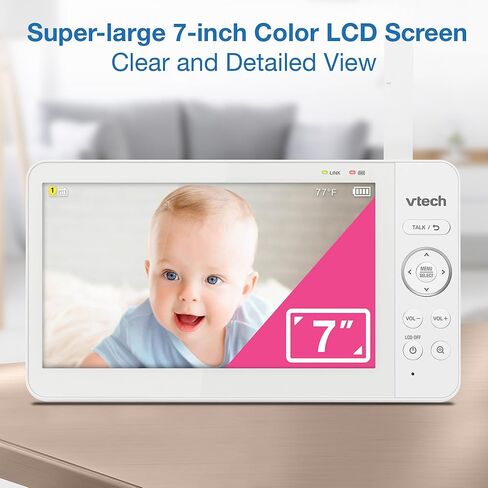 VTech 819 Max 7" Non-WiFi Video Baby Monitor – Large Color LCD Screen, Long Battery Life, Night Vision, Temperature Sensor, Lullabies – Secure & Hack-Proof in Kuwait