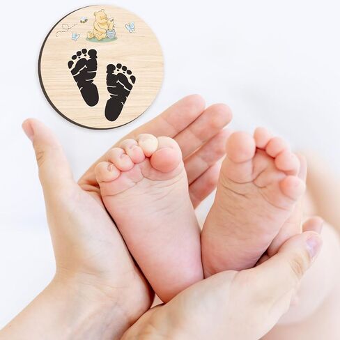 Winnie Baby Wooden Newborn Birth Sign, Winnie Hello World Newborn Signs, Babies Name Sign, The Pooh Baby Announcement Signs Photography Prop, Double Sided Hello World for New Mom Babies Party in Kuwait