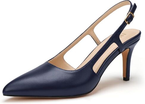 IDIFU IN3 Slingback هريرة الكعوب النسائية اللباس أحذية مغلقة وأشار اصبع القدم كعب مثير خنجر الكاحل حزام مريح رسمي أنيق زفاف العروس حفلة موسيقية حزب العمل متأنق مضخات in Kuwait