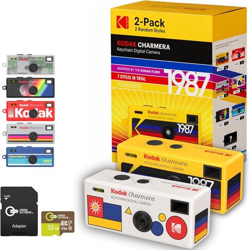 KODAK CHARMERA Keychain Digital Camera Blind Box (2PC) Mini Camera, Digicam, Video Recording, Bag Charm, 1.6 Megapixels, Micro SD Slot, for Beginners Teens & Adults + Green Extreme 32GB Micro SD Card in Saudi Arabia