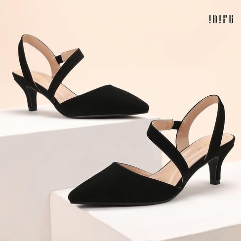 IDIFU IN2 Women's Closed Toe Heels Pointed Toe Kitten Low Pumps Slingback Strappy Dress Shoes for Women Wedding Bride Party Prom Work Business Heels Dressy Comfortable Formal Short Pumps Shoes in Kuwait