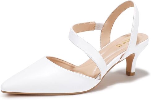 IDIFU IN2 Women's Closed Toe Heels Pointed Toe Kitten Low Pumps Slingback Strappy Dress Shoes for Women Wedding Bride Party Prom Work Business Heels Dressy Comfortable Formal Short Pumps Shoes in Kuwait