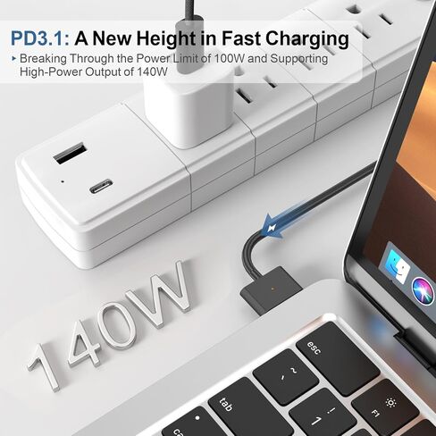 USB -C إلى كابل Magnetic 3 مع وظيفة شفط جانبي ، متوافق مع كابل شحن Magsafe لـ 14 "16" MacBook Pro 2024 M3 Pro & Max ، MacBook Air 2022 M2 ، 2023 M2 Pro & Max - 6.6ft Gery Black in Saudi Arabia