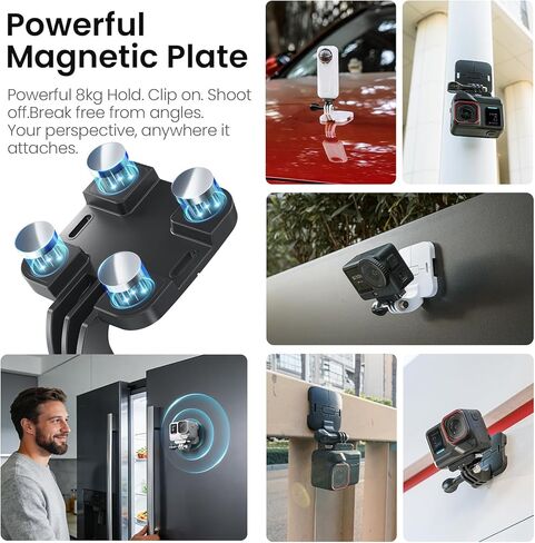 Magnetic Neck Mount for Insta360/DJI/GoPro Accessories, Invisible Quick Switch Chest Mount with 1/4" Adapter Hands-Free POV Vlogging for Hero 13/12/11, X5/Ace Pro 2/Go Ultra, Osmo Action 6/5 Pro/Nano in Kuwait