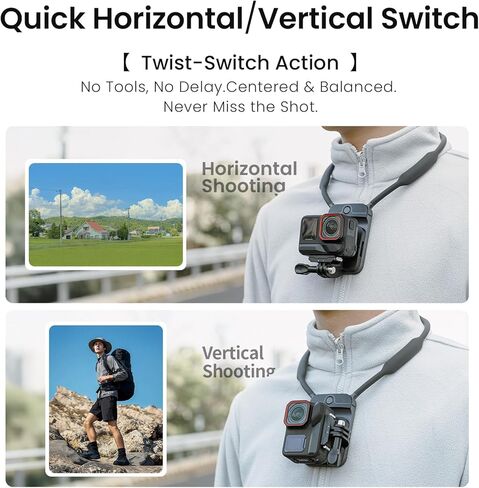 Magnetic Neck Mount for Insta360/DJI/GoPro Accessories, Invisible Quick Switch Chest Mount with 1/4" Adapter Hands-Free POV Vlogging for Hero 13/12/11, X5/Ace Pro 2/Go Ultra, Osmo Action 6/5 Pro/Nano in Kuwait