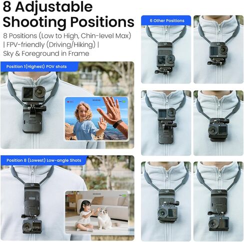 Magnetic Neck Mount for Insta360/DJI/GoPro Accessories, Invisible Quick Switch Chest Mount with 1/4" Adapter Hands-Free POV Vlogging for Hero 13/12/11, X5/Ace Pro 2/Go Ultra, Osmo Action 6/5 Pro/Nano in Kuwait