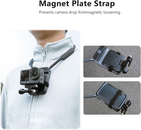 Magnetic Neck Mount for Insta360/DJI/GoPro Accessories, Invisible Quick Switch Chest Mount with 1/4" Adapter Hands-Free POV Vlogging for Hero 13/12/11, X5/Ace Pro 2/Go Ultra, Osmo Action 6/5 Pro/Nano in Kuwait