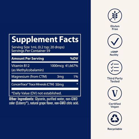 Trace Minerals Liquid Ionic B12 1,000 mcg Supplement, 2 Ounce in Saudi Arabia