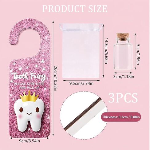 Tooth Fairy Door Hanger Set with Tooth Holder Bag and Coin Bottle, Magical Tooth Fairy Experience Kit for Bedroom Decor, Tooth Fairy Pillow Alternative with Keepsake Storage Organizer in Kuwait