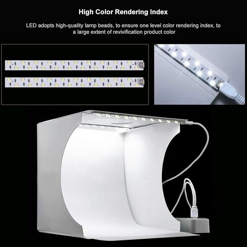 صندوق إضاءة صغير للاستوديو PULUZ 7.87 بوصة/20 سم طقم خيمة تصوير فوتوغرافي قابلة للطي مع 40 خرزة LED، 6 خلفيات ألوان لعناصر صغيرة الحجم in Kuwait