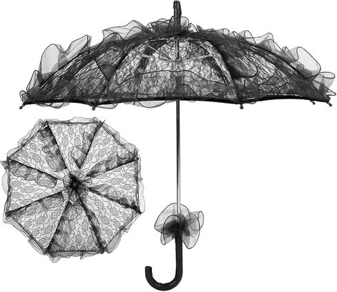 Sorandy Lace Umbrella, Elegant Handmade Wedding Bride Parasol with Lace Embellishment, Ideal for Weddings, Parties, Photos & Performances, Rose Red in Kuwait
