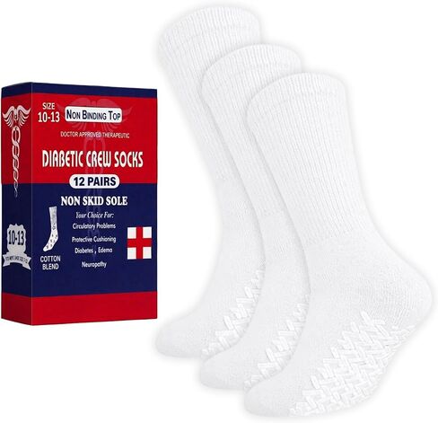 Diamond Star Anti Skid Socks Non Slip Non Binding With Grips Hospital Diabetic Crew Socks For Men Women in Saudi Arabia