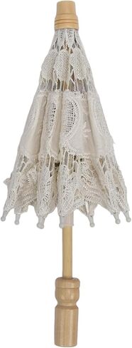 Lace Wedding Umbrella Foldable Bridal Umbrella with Beech Handle for Wedding Photography Props Party Decor DIY Accessories (Beige) in Saudi Arabia