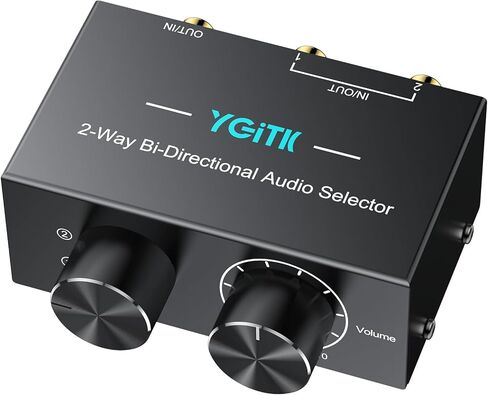 2-Way Stereo Audio Switcher 2-in-1-Out/ 1-in-2-Out Bi-Directional 3.5mm Aux & RCA L/R Audio Switch Selector Box with Off Button for Speaker Headphones Amplifiers CD Player Turntable Computer in Saudi Arabia