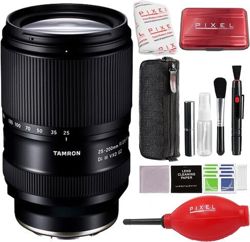 عدسة Tamron مقاس 25-200 مم f/2.8-5.6 Di III VXD G2 متوافقة مع Sony E مع الملحقات المتقدمة وحزمة السفر | AFA075S700 | عدسة تامرون 25-200 ملم in Kuwait
