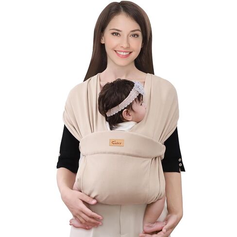 CUBY Baby Wraps Carrier Sling, Baby Carrier for Newborns and Toddlers,Skin-Friendly and Soft Front Baby Carrier Wrap Perfect Baby Gifts (Beige, Cotton) in Kuwait