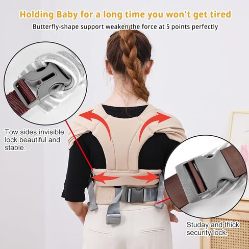 CUBY Baby Wraps Carrier Sling, Baby Carrier for Newborns and Toddlers,Skin-Friendly and Soft Front Baby Carrier Wrap Perfect Baby Gifts (Beige, Cotton) in Kuwait