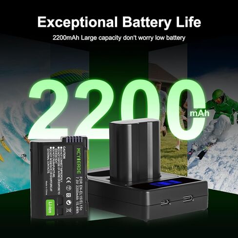 عبوتان من بطارية EN-EL15 EN-EL15a مع شاحن USB مزدوج متوافق مع كاميرات Nikon Z6 Z7 D750 D850 D7000 D7100 D7200 D7500 D500 D600 D610 D780 D800 D800e D810 D810a in Kuwait