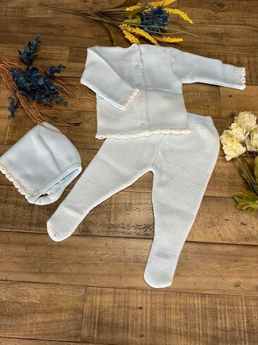 3-Piece Knitted Baby Boy Outfit Soft Warm Long Sleeve Set - Made in Spain in Kuwait