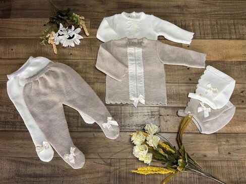 Baby Knit Sweater Pants Hat 3-Piece Set Boys Girls Newborn Coming Home - Made in Spain in Saudi Arabia