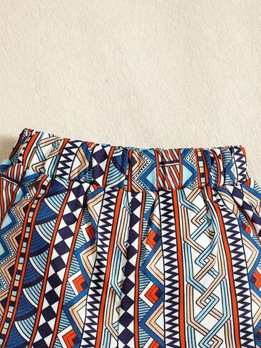 Baby Boys Geometric Print Polo Romper & Shorts Set Tribal Outfit for 1M-18M Infants in Kuwait