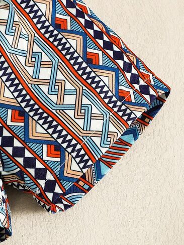 Baby Boys Geometric Print Polo Romper & Shorts Set Tribal Outfit for 1M-18M Infants in Kuwait