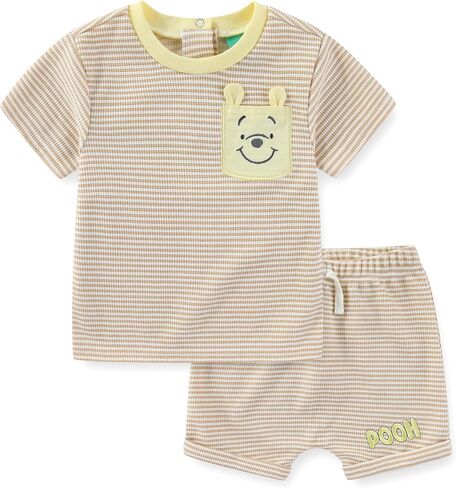 Disney Winnie the Pooh Baby Boys Waffle Knit Short Sleeve T-Shirt and Shorts Set for Newborn and Infant in Kuwait