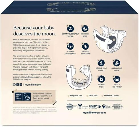 Millie Moon Luxury Disposable Diapers- (Size,- 4 Count- 120) -White in Kuwait