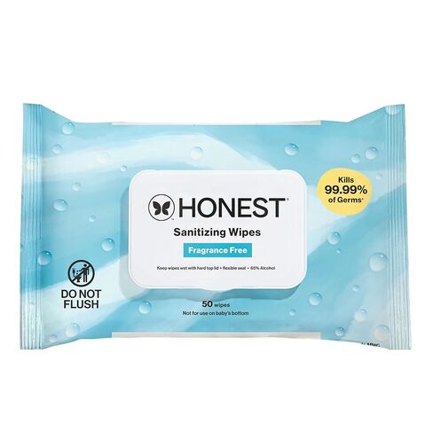 The Honest Company Sanitizing Alcohol Wipes | Kills 99% of Germs, Made With Aloe | Unscented, 50 Count (1 Pack) in Saudi Arabia