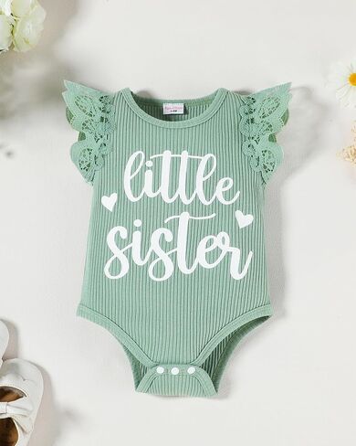 Big Sister Little Sister Matching Outfits Baby Girl Romper/Toddler Girl T-shirt Tops with Shorts/Skirt Clothes Set in Kuwait