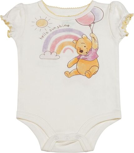 Disney Baby Girls 3-Piece Short Set – Bodysuit, Shorts & Socks – Minnie Mouse, Pooh, Stitch & 101 Dalmatians – (0-9M) in Saudi Arabia
