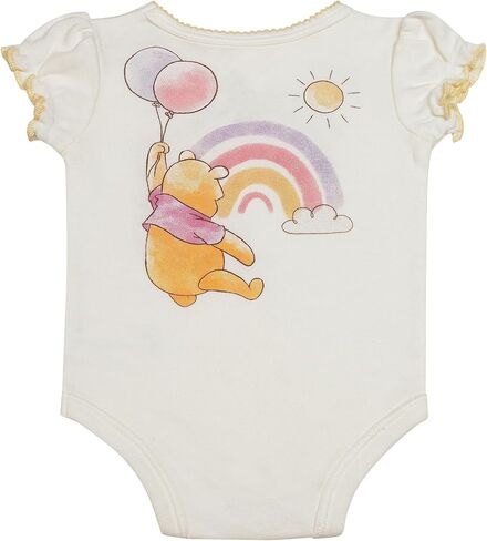 Disney Baby Girls 3-Piece Short Set – Bodysuit, Shorts & Socks – Minnie Mouse, Pooh, Stitch & 101 Dalmatians – (0-9M) in Saudi Arabia