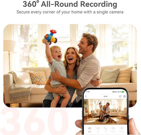 كاميرا داخلية بدقة 4K UHD، مساحة تخزين مدمجة 64 جيجا بدون اشتراك، كاميرا للحيوانات الأليفة داخلية مع تطبيق الهاتف، تعمل ككاميرا لمراقبة الأطفال/القطط/الكلاب، دوران وإمالة 360 درجة، التحدث في اتجاهين، وضع الخصوصية، التتبع/الاكتشاف بالذكاء الاصطناعي in Kuwait