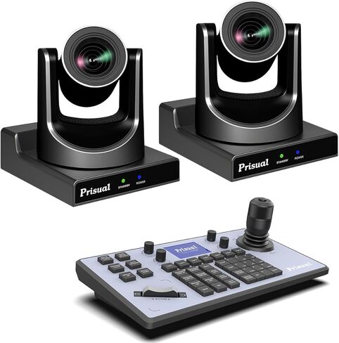 نظام كاميرا Prisual NDI PTZ Gen 5، NDI 6 & NDI HX3 معتمد، تكبير بصري 20X، تتبع تلقائي AI، حزمة PoE HDMI SDI PTZ لعبادة الكنيسة، وحدة تحكم PTZ، (حزمة NDI PTZ TEM-20N PROx2 + TEM-JOY1) in Kuwait